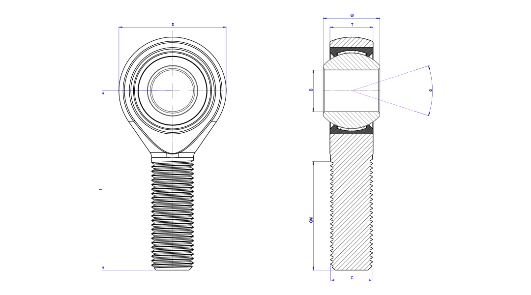 Tie Rod End / Uniball Tie Rod End Male Thread