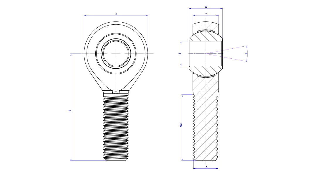 Rotule de direction / rotule de direction uniball filetage mâle