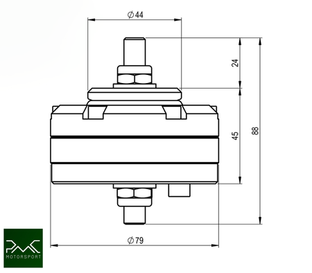 Suportes de Motor Universais em Alumínio (SWAP) - 88mm / 3.46" - Poliuretano 70ShA