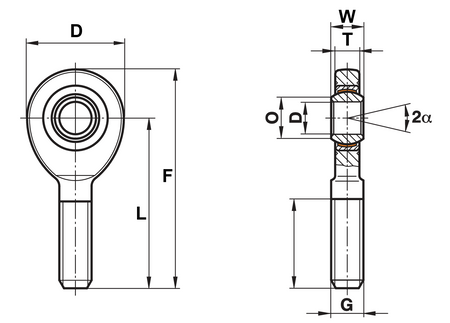 Tie rod end / tie rod end - uniball GAXSW 35 FLURO - M36x2 (male)