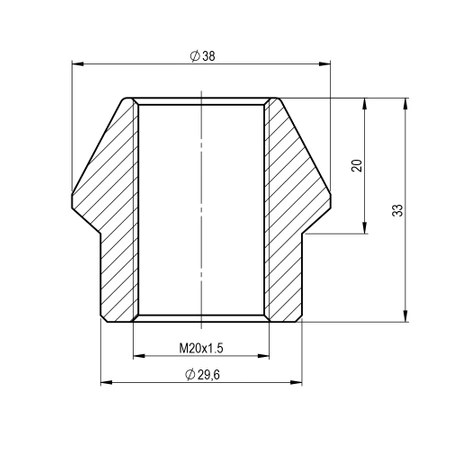 Gniazdo / Tuleja Gwintowana M20x1,5 [Lewy]
